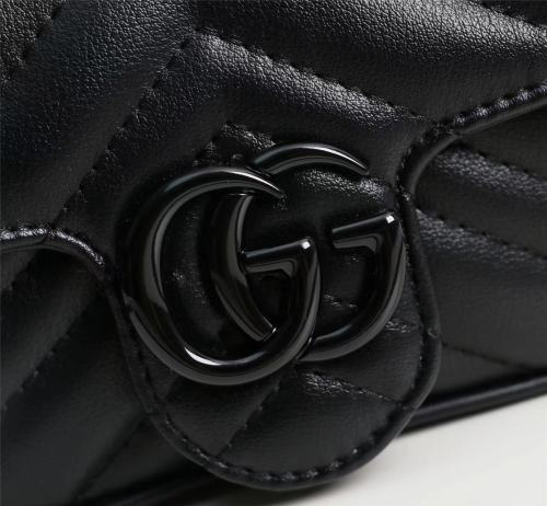 Gucci Womens Bags Shoulder Messenger Bag Luxury Brand Gucci GG Marmont belt bag in black leather with Original Box 699757 UM8KV 1000