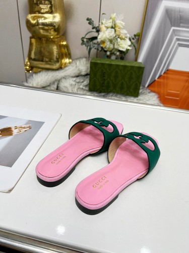 Gucci Womens Shoes Slippers Gucci WOMEN'S INTERLOCKING G CUT-OUT SANDAL Luxury Brand with Original Box 694451 US000 2535  