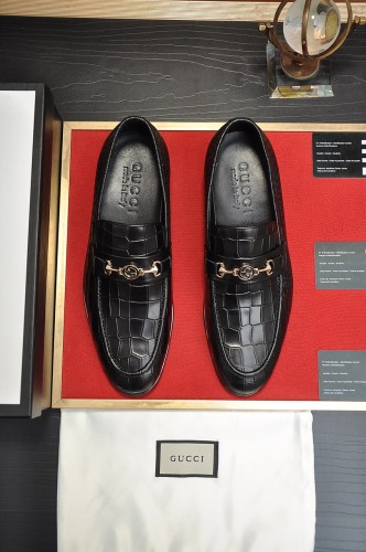 Gucci Mens Shoes Leather Design Luxury Brand Business Dress Shoes for Men with Original Box
