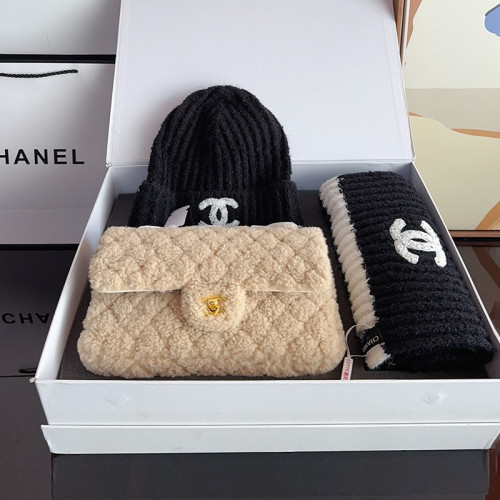 Chanel Womens Bags Crossbody Bag + Chanel Beanies and Scarf Classic CF Luxury Brand with Original Box  