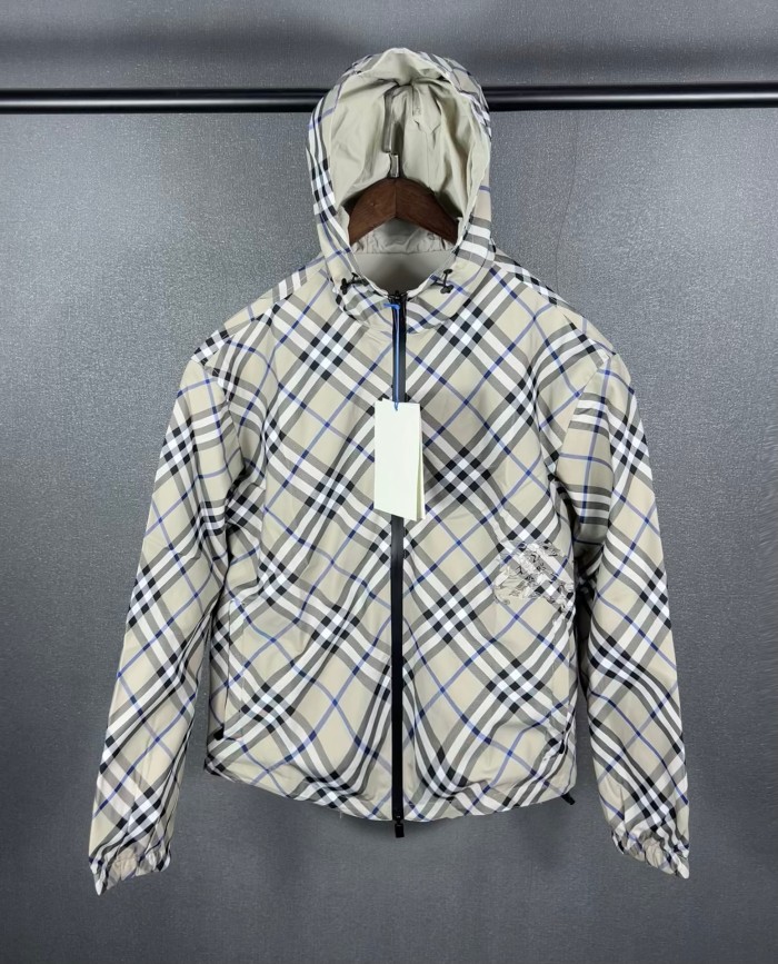 Burberry Women Mens Coat Hoodie Luxury Brand Mens Reversible Check Jacket 80872181 Top Quality   