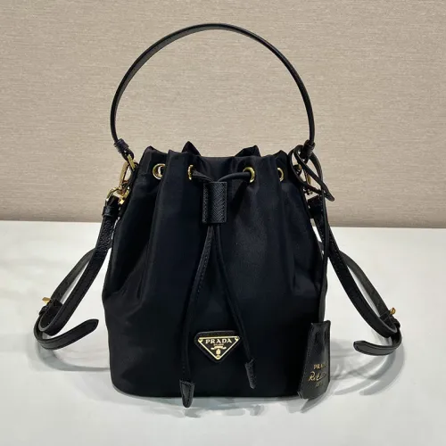 Prada Womens Shoulder Bags Luxury Brand Black Saffiano leather mini-pouch with Original Box 1BE067_RV44_F0134_V_WOM  