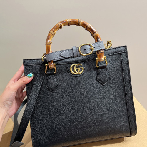 Gucci Womens Bags Shoulder Handbag Luxury Brand Gucci Diana mini tote bag in black leather 702732 U3ZDT 1260