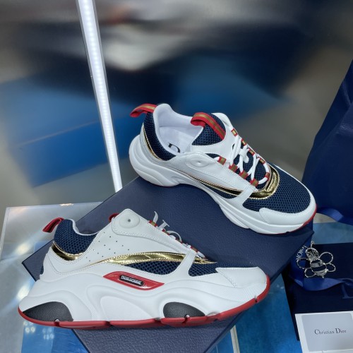 Dior Mens Shoes Sneakers Luxury Brand Breathable Design B22 SNEAKER Mesh with Smooth Calfskin with Original Box 3SN231YXX_H861