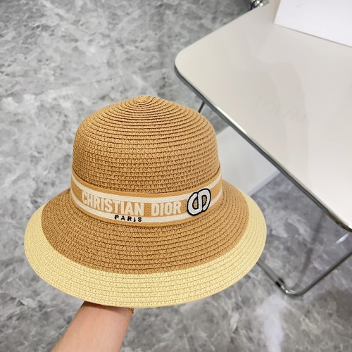 Dior Womens Bucket Hat Straw Hat Luxury Brand Design Dior Cap with Original Box  