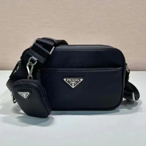 Prada Mens Womens Bags Shoulder Bag Luxury Brand Black Re-Nylon shoulder bag with Original Box 1BC167_RV44_F0002_V_B1M