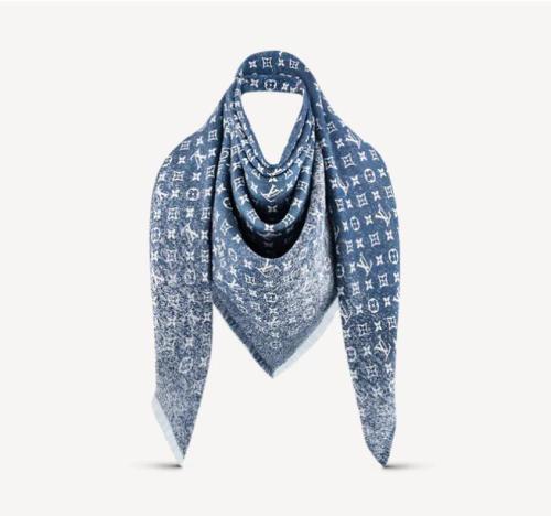Louis Vuitton Scarves Womens Fashion Scarf Luxury Brand DENIM GRADIENT MONOGRAM SHAWL with Original Box M77461