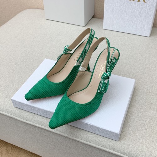 Dior Women Shoes Pumps Luxury Design Fashion Type 9.5cm High Heel Shoes for Wedding Style J'ADIOR SLINGBACK PUMP Cotton Fabric with Original Box