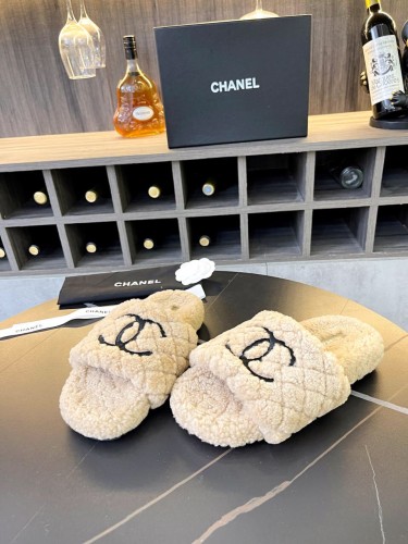 Chanel Womens Shoes Slippers Luxury Brand Winter Plus Velvet Design with Original Box
