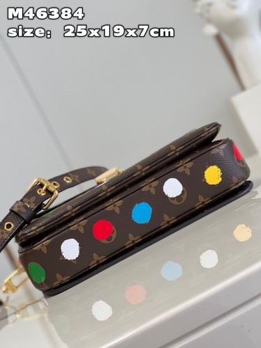 Louis Vuitton Womens Bags Crossbody Bag Luxury Brand LV X YK POCHETTE MÉTIS​ Monogram coated canvas with 3D Painted Dots print with Original Box M46384