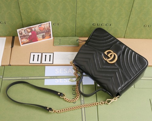 Gucci Womens Bags Shoulder Messenger Bag Luxury Brand Gucci Leather GG Marmont Small Top Handle Bag with Original Box 498110 DTDIT 1000