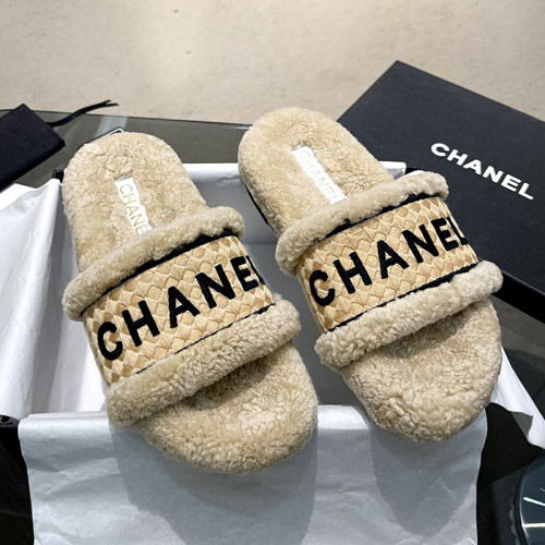 Chanel Womens Shoes Slippers Luxury Brand Winter Plus Velvet Design with Original Box