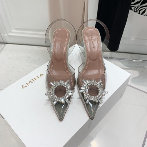 Amina Muaddi Womens Shoes Sandals Slippers Luxury Brand Fashion Pumps for Women with Original Box 9cm Heel