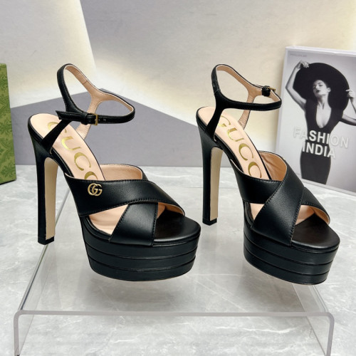 Gucci Womens Shoes Sandals 14cm Heel Luxury Brand with Original Box 730022 US000 7519 Women's Interlocking G sandal in leather Whatsapp 