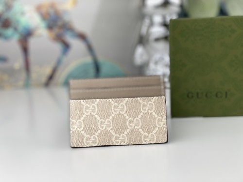 Gucci Womens Bag Wallets Card Holder Luxury Brand Ophidia GG card case in beige and blue Supreme with Original Box