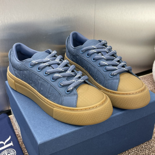 Dior Mens Shoes Sneakers DIORAND STONE ISLAND B33 Sneaker -LIMITEDAND NUMBERED EDITION Blue Dyed Cotton with Dior Oblique Motif 3SN303ZAM_H557 with Original Box