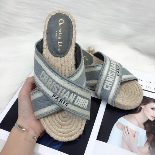 Dior Womens Shoes Slippers Dior Granville Espadrille Dior Oblique Embroidered Cotton with Original Box