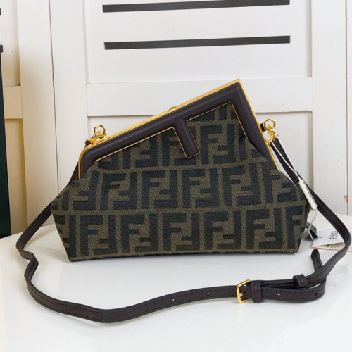 Fendi Womens Bags Clutch Luxury Brand FENDI FIRST MEDIUM Black leather bag 8BP127ABVEF0KUR without Original Box