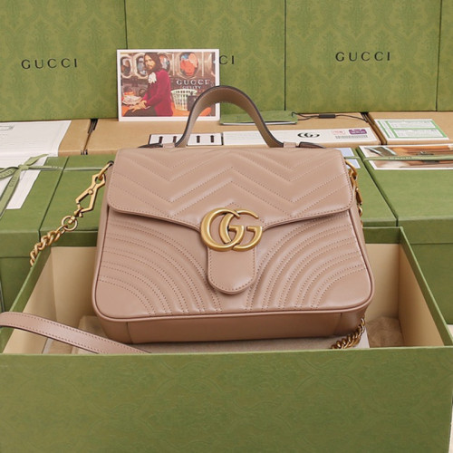 Gucci Womens Bags Shoulder Messenger Bag Luxury Brand Gucci Leather GG Marmont Small Top Handle Bag with Original Box 498110 DTDIT 1000