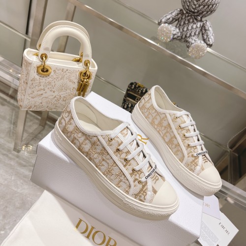 Dior Womens Shoes Fashion Sneakers WALK'N'DIOR SNEAKER Cotton Canvas Luxury Brand with Original Box Whatsapp 