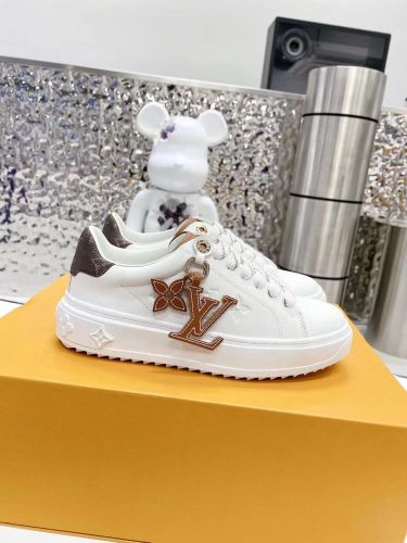 Louis Vuitton Mens Shoes Sneakers Lace-Up Luxury Brand Fashion TIME OUT SNEAKER with Original Box