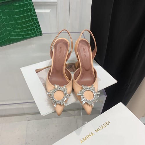 Amina Muaddi Womens Shoes Sandals Slippers Luxury Brand Fashion Pumps for Women with Original Box 9cm Heel