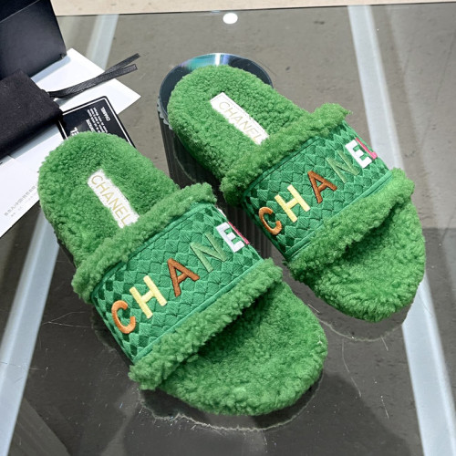 Chanel Womens Shoes Slippers Luxury Brand Winter Plus Velvet Design with Original Box