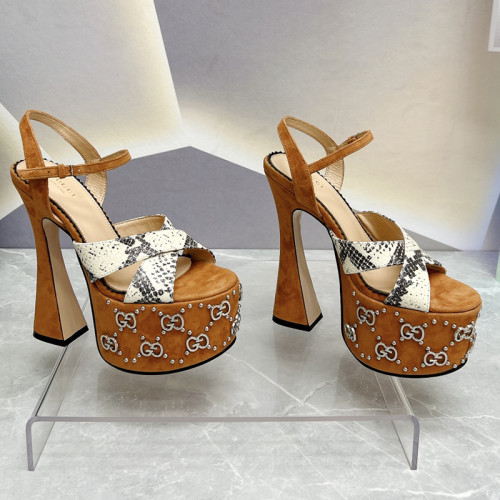 Gucci Womens Shoes Sandals 15cm Heel Luxury Brand with Original Box 730022 US000 7519 Women's Interlocking G sandal in leather Whatsapp 