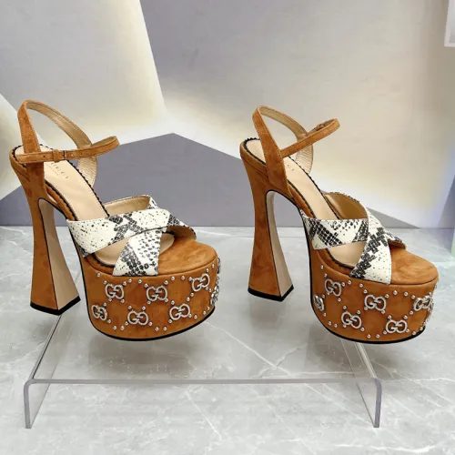 Gucci Womens Shoes Sandals 15cm Heel Luxury Brand with Original Box 730022 US000 7519 Women's Interlocking G sandal in leather Whatsapp 