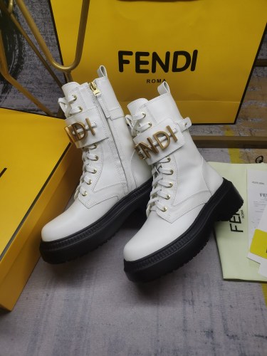 Fendi Womens Shoes Fashion Boots Luxury Brand Fendi Fendigraphy Black leather biker boots with Original Box 8T8355AKY6F1H1K