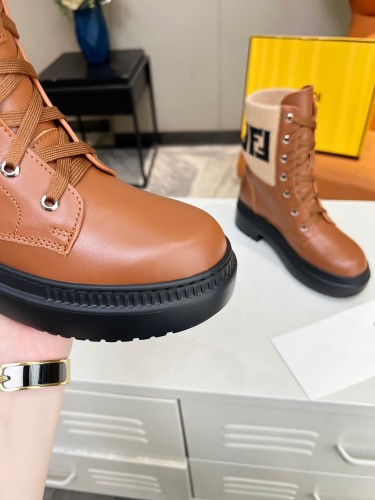 Fendi Womens Shoes Fashion Boots Luxury Brand Fendi Fendigraphy Black leather biker boots with Original Box 8T8355AKY6F1H1K