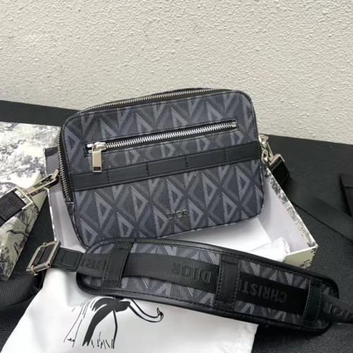 Dior Mens Bags Crossbody Bags SAFARI BAG WITH STRAP Black CD Diamond Canvas with Original Box 1ESPO206CDP_H43E