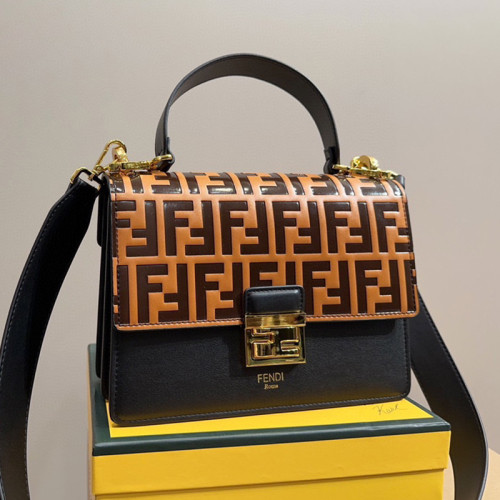 Fendi Womens Bags Shoulder Bags Handbags Luxury Brand FENDI Kan U leather bag with Original Box