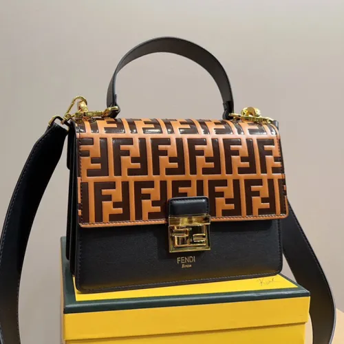 Fendi Womens Bags Shoulder Bags Handbags Luxury Brand FENDI Kan U leather bag with Original Box