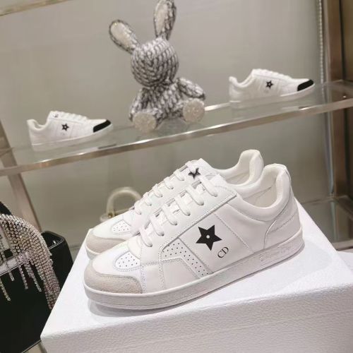 Dior Womens Shoes Sneakers Casual Luxury Brand Dior Star Sneaker White Calfskin and Suede with Original Box KCK361CLD_S19W