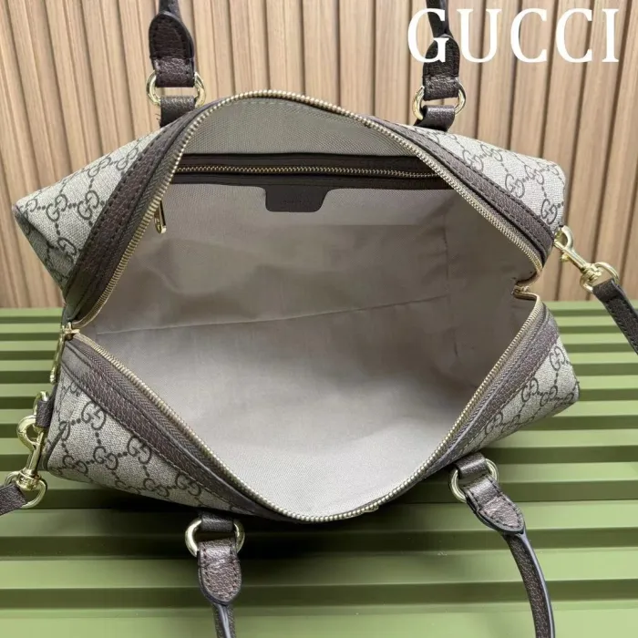 Gucci Mens Womens Bags Handbags Keepall Design Luxury Brand Ophidia medium top handle bag in beige and ebony canvas 772065 96IWG 8745 without Original Box