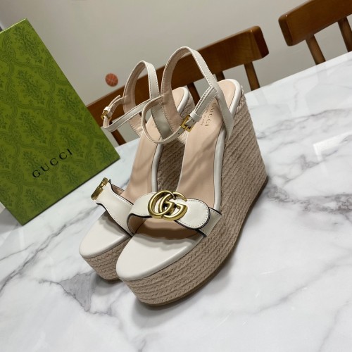 Gucci Womens Shoes Double G Espadrilles Luxury Brand Women's Open-Toe Platform Espadrille Designer Sandals 12cm Heels With Original Box Whatsapp 