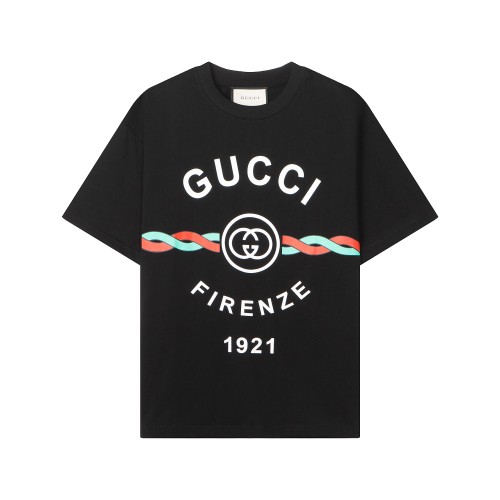 Gucci Luxury Brand Women Mens Short Sleeve T-Shirt COTTON JERSEY 'GUCCI FIRENZE 1921' T-SHIRT   