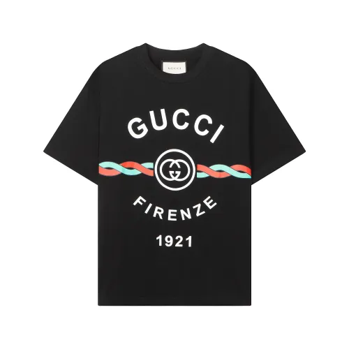 Gucci Luxury Brand Women Mens Short Sleeve T-Shirt COTTON JERSEY 'GUCCI FIRENZE 1921' T-SHIRT   