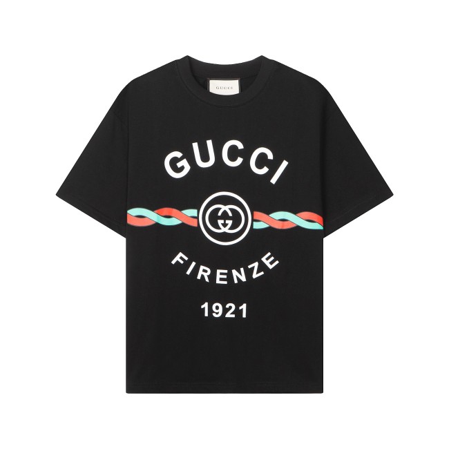 Gucci Luxury Brand Women Mens Short Sleeve T-Shirt COTTON JERSEY 'GUCCI FIRENZE 1921' T-SHIRT   