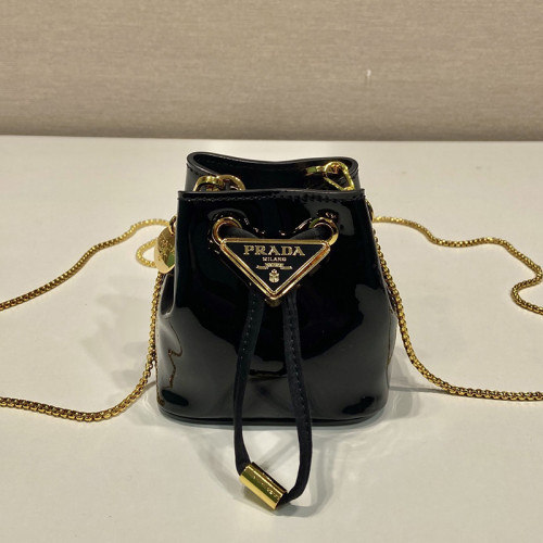 Prada Mens Womens Unisex Shoulder Bags Luxury Brand Black Sequined Satin Mini-pouch 1NR016_959_F0002 with Original Box  
