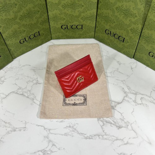 Gucci Womens Bag Wallets Card Holder Luxury Brand Black Leather GG Marmont Card Case with Original Box