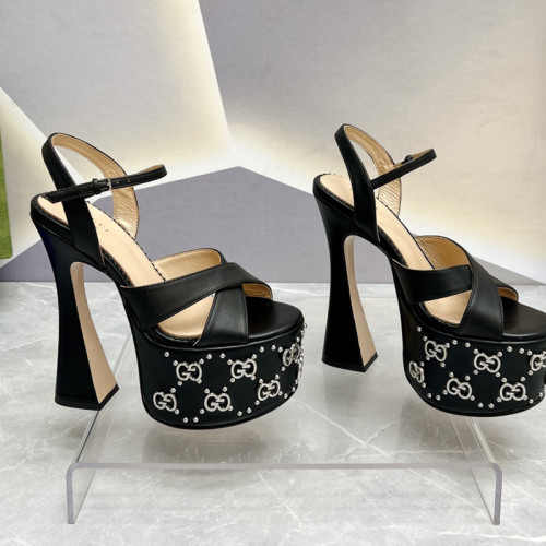 Gucci Womens Shoes Sandals 15cm Heel Luxury Brand with Original Box 730022 US000 7519 Women's Interlocking G sandal in leather Whatsapp 