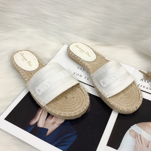 Dior Womens Shoes Slippers Dior Granville Espadrille Dior Oblique Embroidered Cotton with Original Box