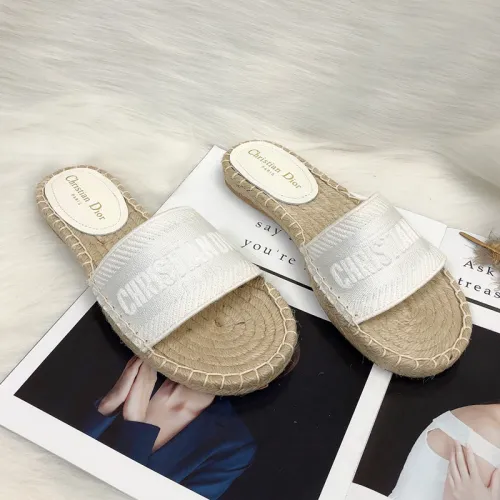 Dior Womens Shoes Slippers Dior Granville Espadrille Dior Oblique Embroidered Cotton with Original Box