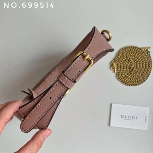 Gucci Womens Bags Shoulder HandBags Luxury Brand Gucci GG Marmont half-moon-shaped mini bag in leather with Original Box 699514 DTDHT 9022