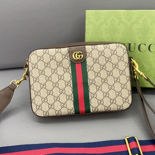 Gucci Mens Womens Bags Shoulder Bag Luxury Brand Ophidia GG shoulder bag in beige and ebony GG Supreme with Original Box 699439 9C2ST 8920