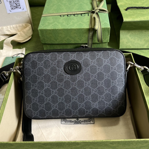 Gucci Mens Womens Bags Shoulder Bag Luxury Brand Ophidia GG shoulder bag in grey and black Supreme with Original Box 699439 UULHK 8576