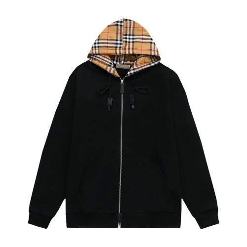 Burberry Womens Mens Sweatshirt Luxury Brand Mens Check Hood Cotton Blend Zip Hoodie 80480261   