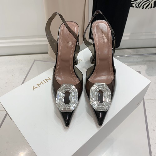 Amina Muaddi Womens Shoes Sandals Slippers Luxury Brand Fashion Pumps for Women with Original Box 9cm Heel